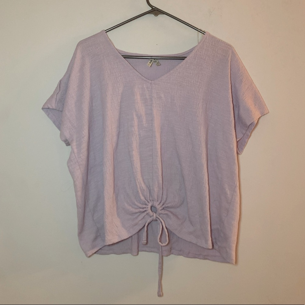 Purple Lilac Cropped Tie blouse
